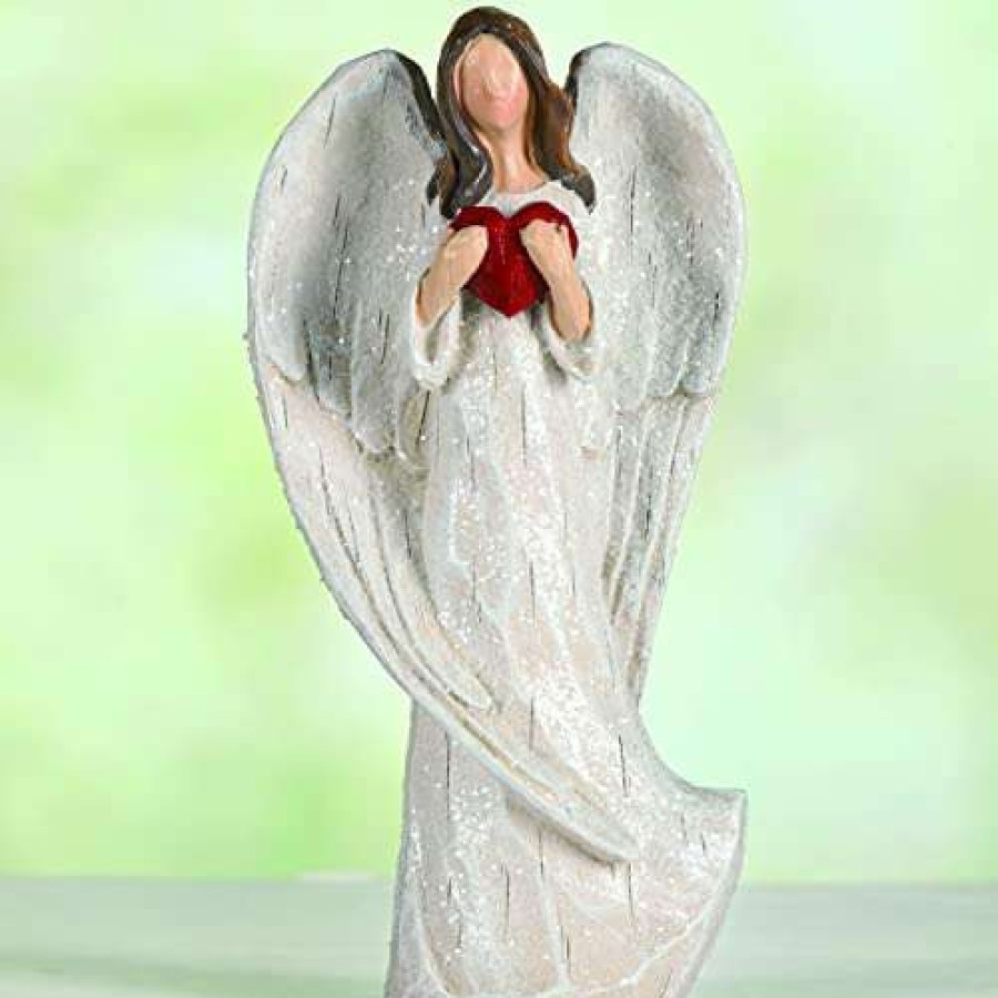 Collectible Figurines * | Top Sell Hodao Angel Figurines Little Angel Set Interior Desktop Decoration Angel Decorations 5.8Inch(Angel Holding Red Heart)