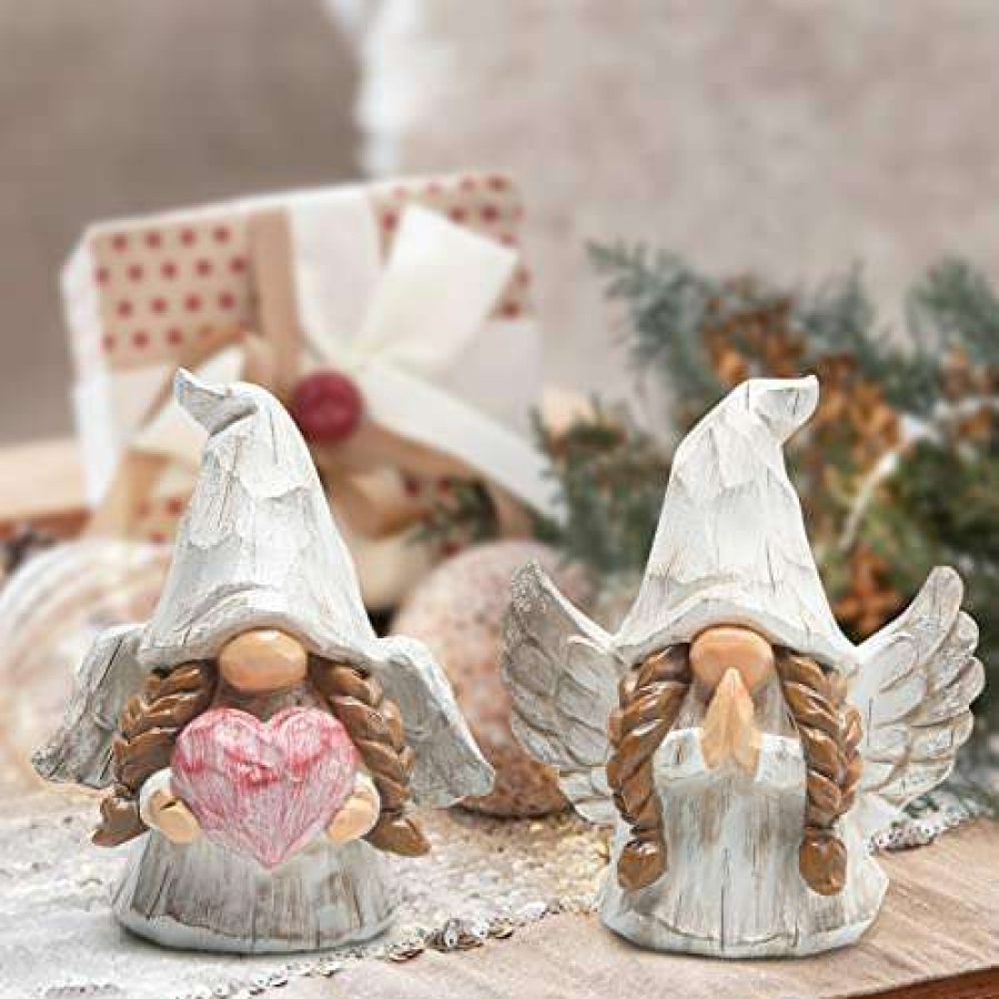 Collectible Figurines * | Clearance Hodao Christmas Angel Wings Gnomes Decorations Winter Home Decor Gnomes Figurines