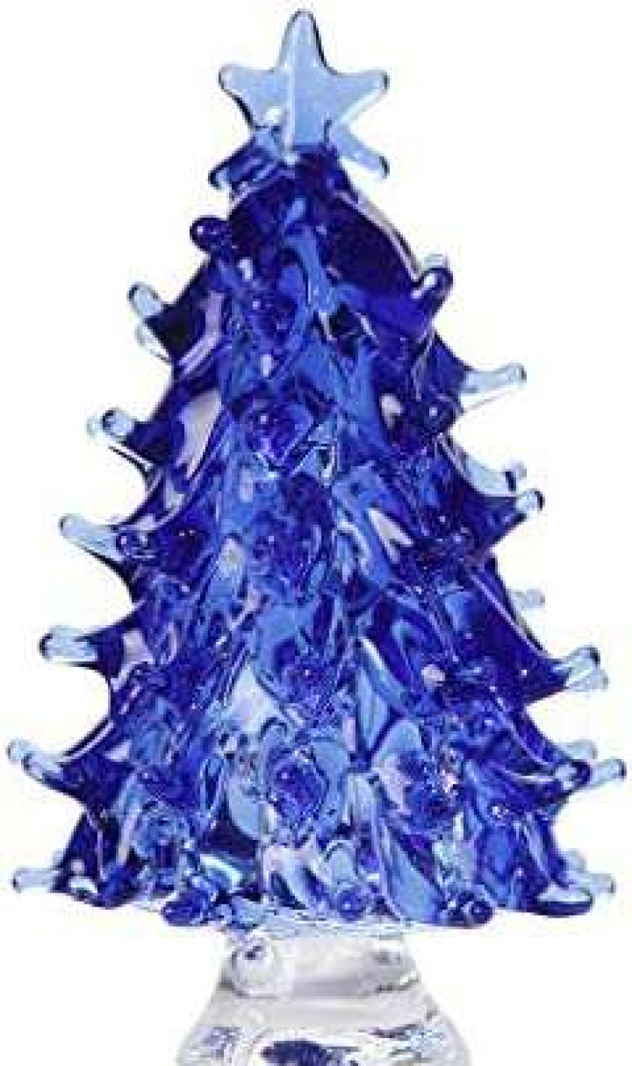 Collectible Figurines * | New Models Dsjuggling Crystal Art Carfts Glass Royal Blue Clear Christmas Tree Sculpture Figurine Decorative Colorful K9 Crystal Christmas Tree Holiday Figurine With Gift Box (Blue)