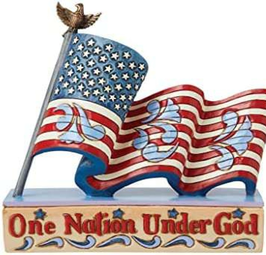 Collectible Figurines * | Fascinating Model Enesco Jim Shore Heartwood Creek Patriotic One Nation Flag Figurine, 5.25 Inch, Multicolor