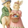 Collectible Figurines * | Online Jim Shore Hare'S To Happiness Bunny Couple With Easter Basket Figurine 6006232