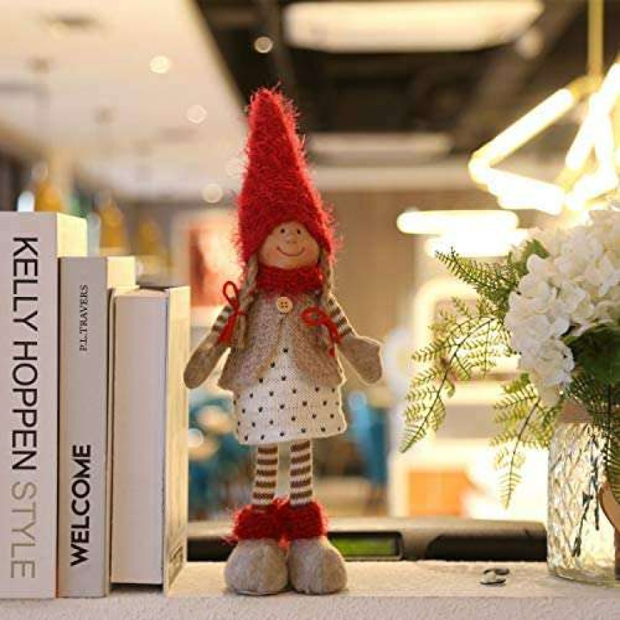 Collectible Figurines * | New Models Larlife Handmade Christmas Gnome Valentine'S Gnome Xmas Boys & Girls Decoration Swedish Santa Figurines (Girl)