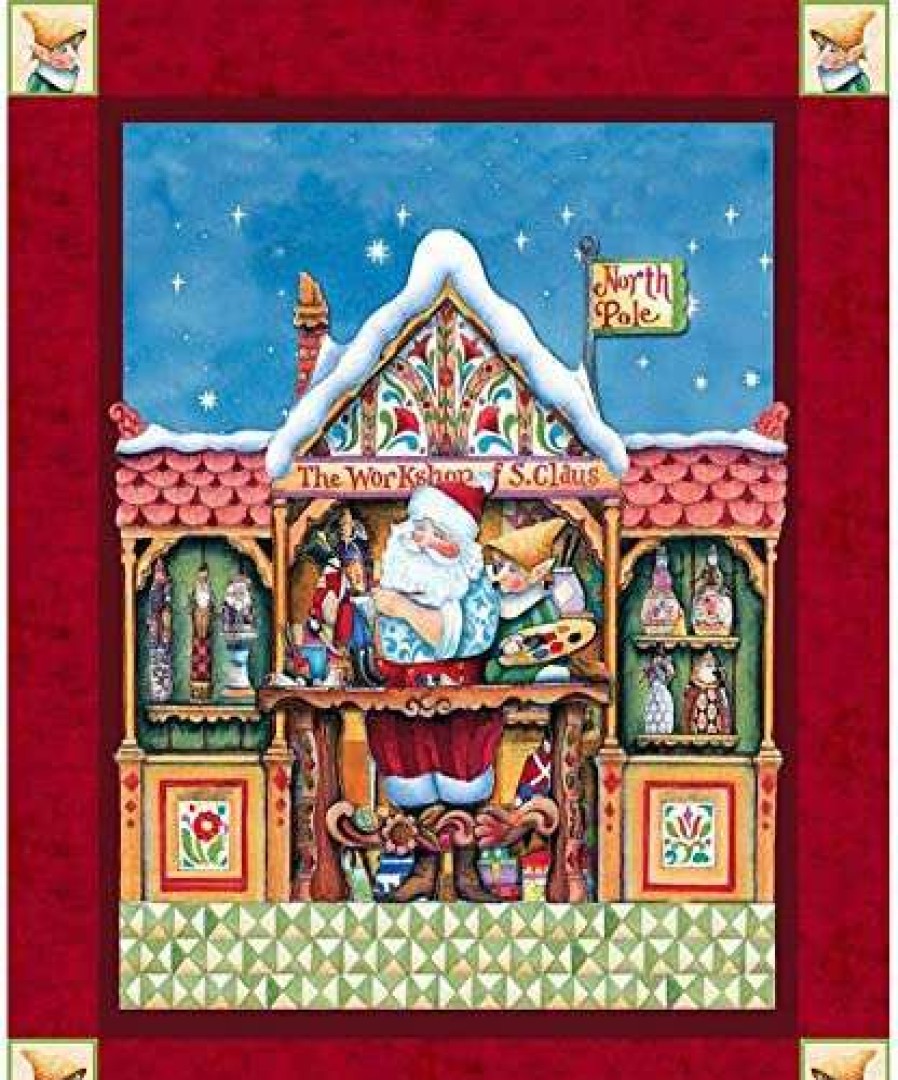 Collectible Figurines * | Top Sell Jim Shore Santa Elf Fabric Sold By The Panel