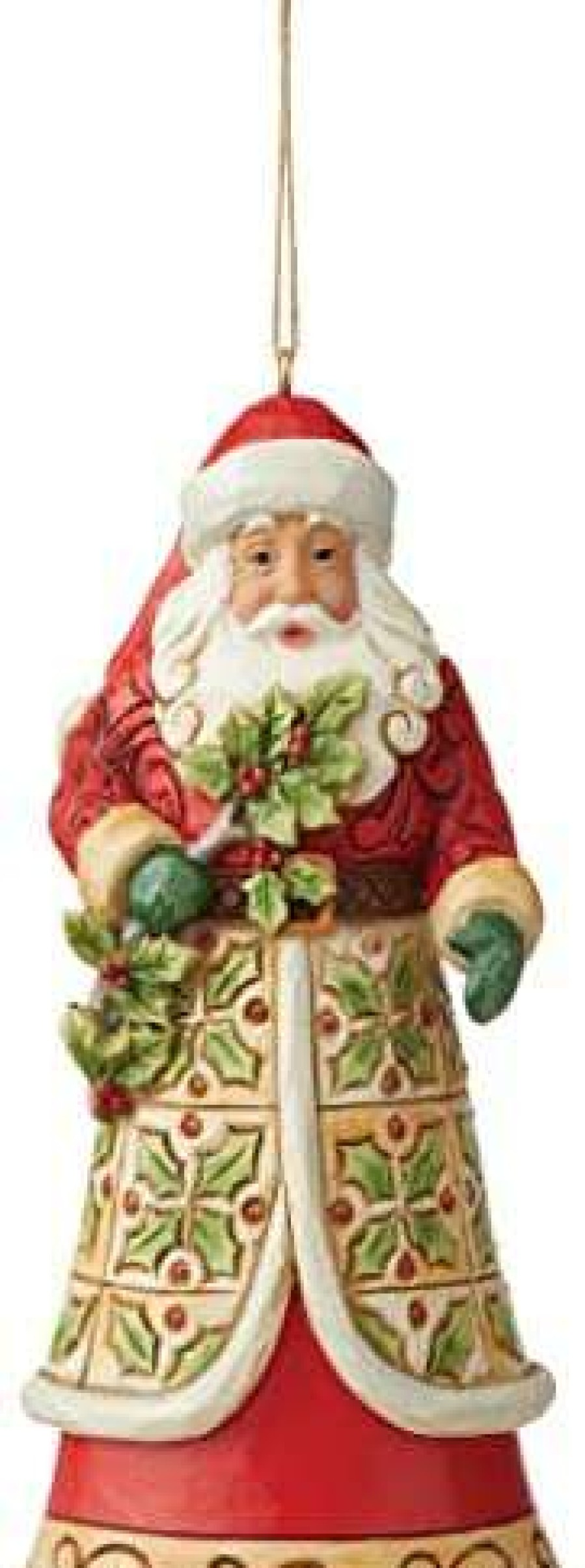 Collectible Figurines * | Competitive Price Enesco Jim Shore Heartwood Creek Santa With Holly Hanging Ornament, 4.72 Inch, Multicolor