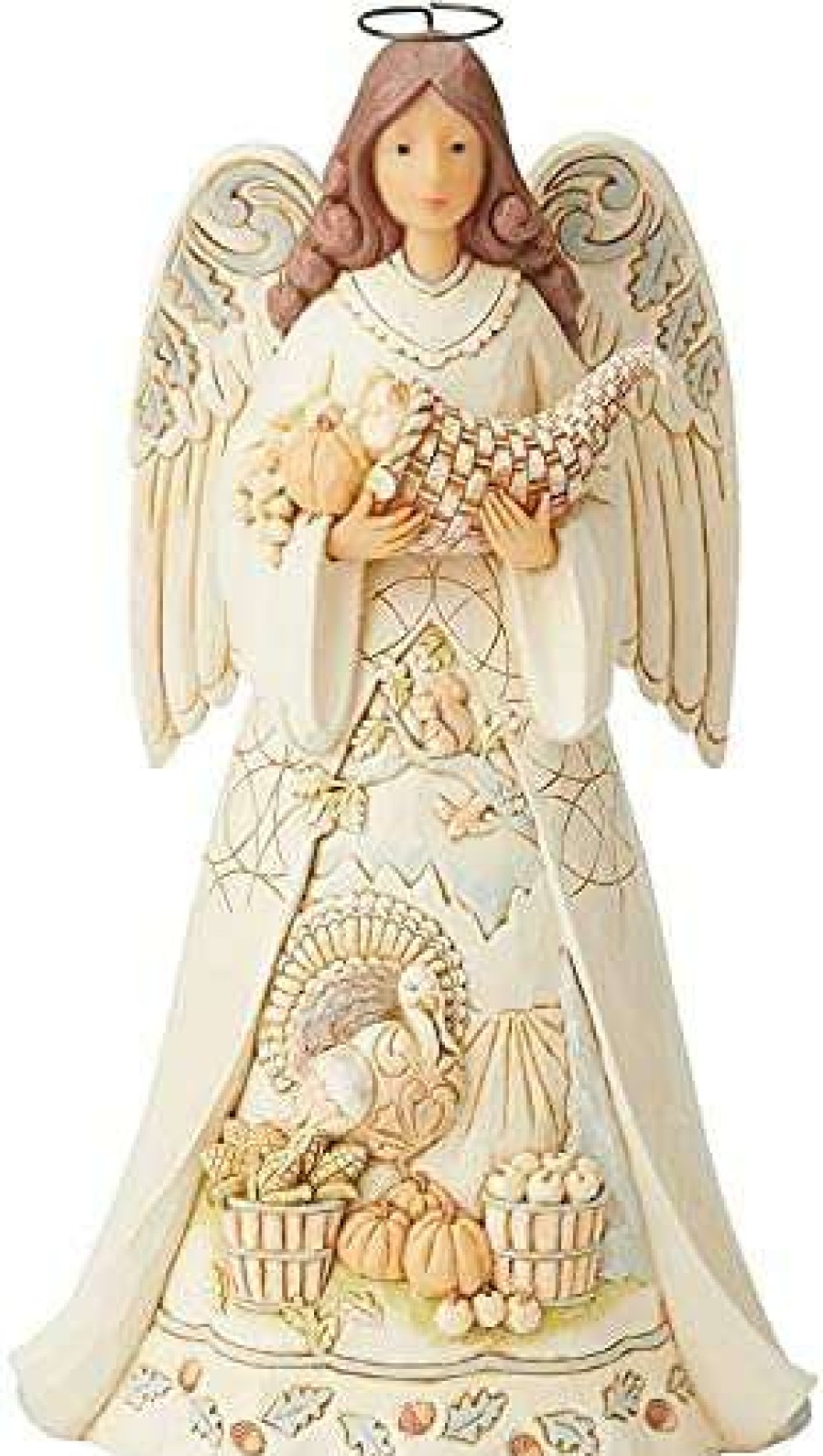 Collectible Figurines * | Store Enesco Jim Shore Heartwood Creek White Woodland Harvest Angel Figurine 6005254