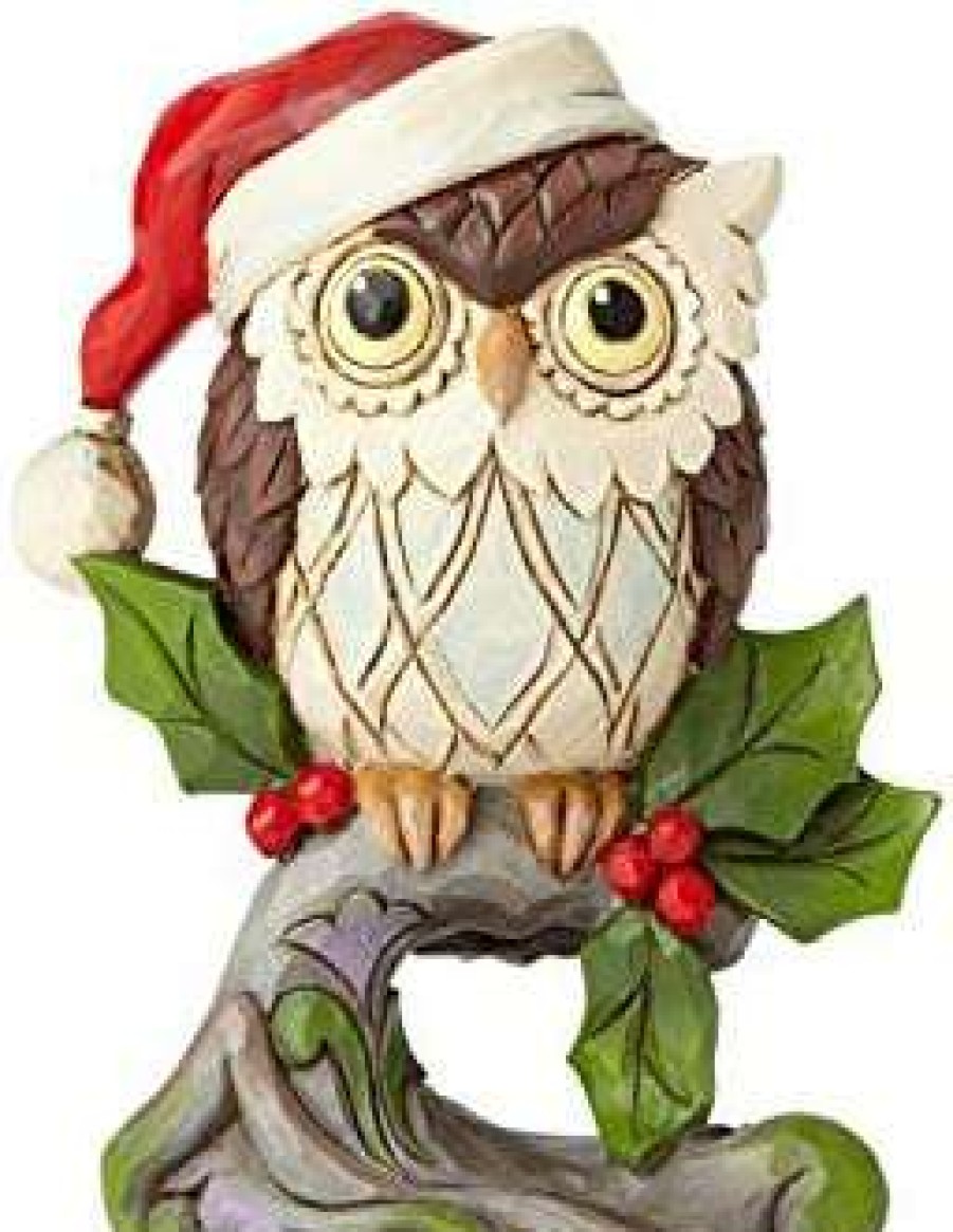 Collectible Figurines * | Fascinating Model Enesco Jim Shore Heartwood Creek Mini Christmas Owl On Branch