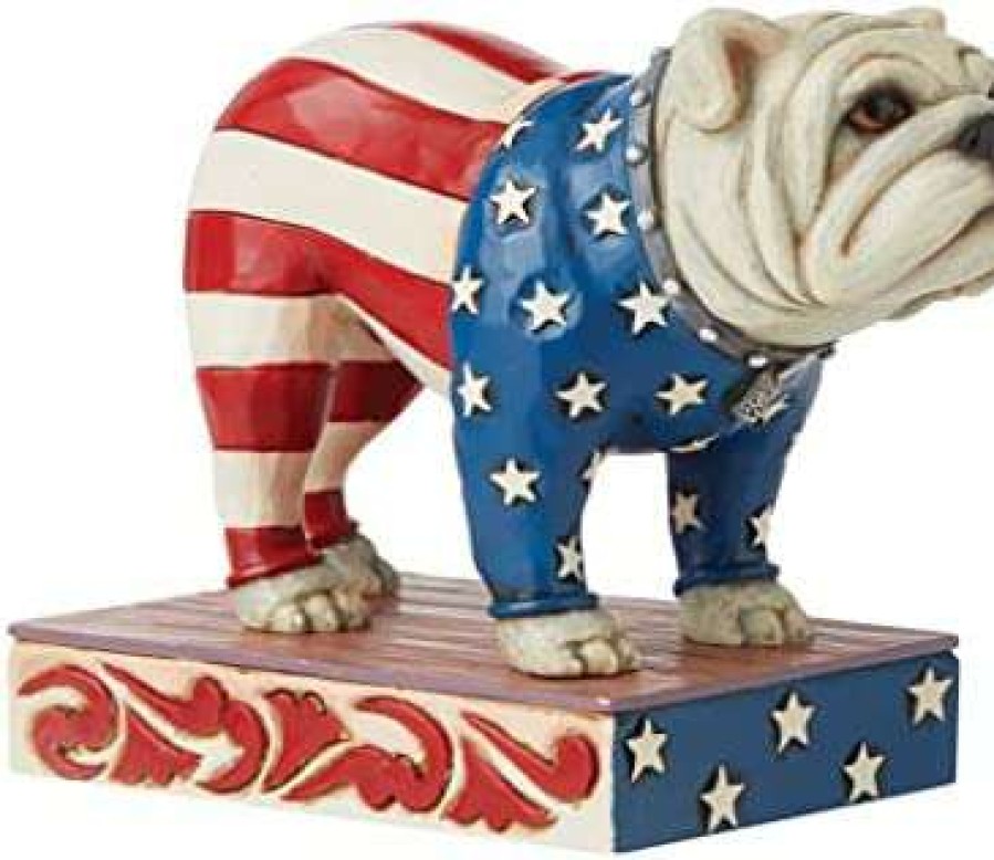 Collectible Figurines * | Reduction In Price Enesco Jim Shore Heartwood Creek Patriotic Bulldog Figurine, 3.5 Inch, Multicolor