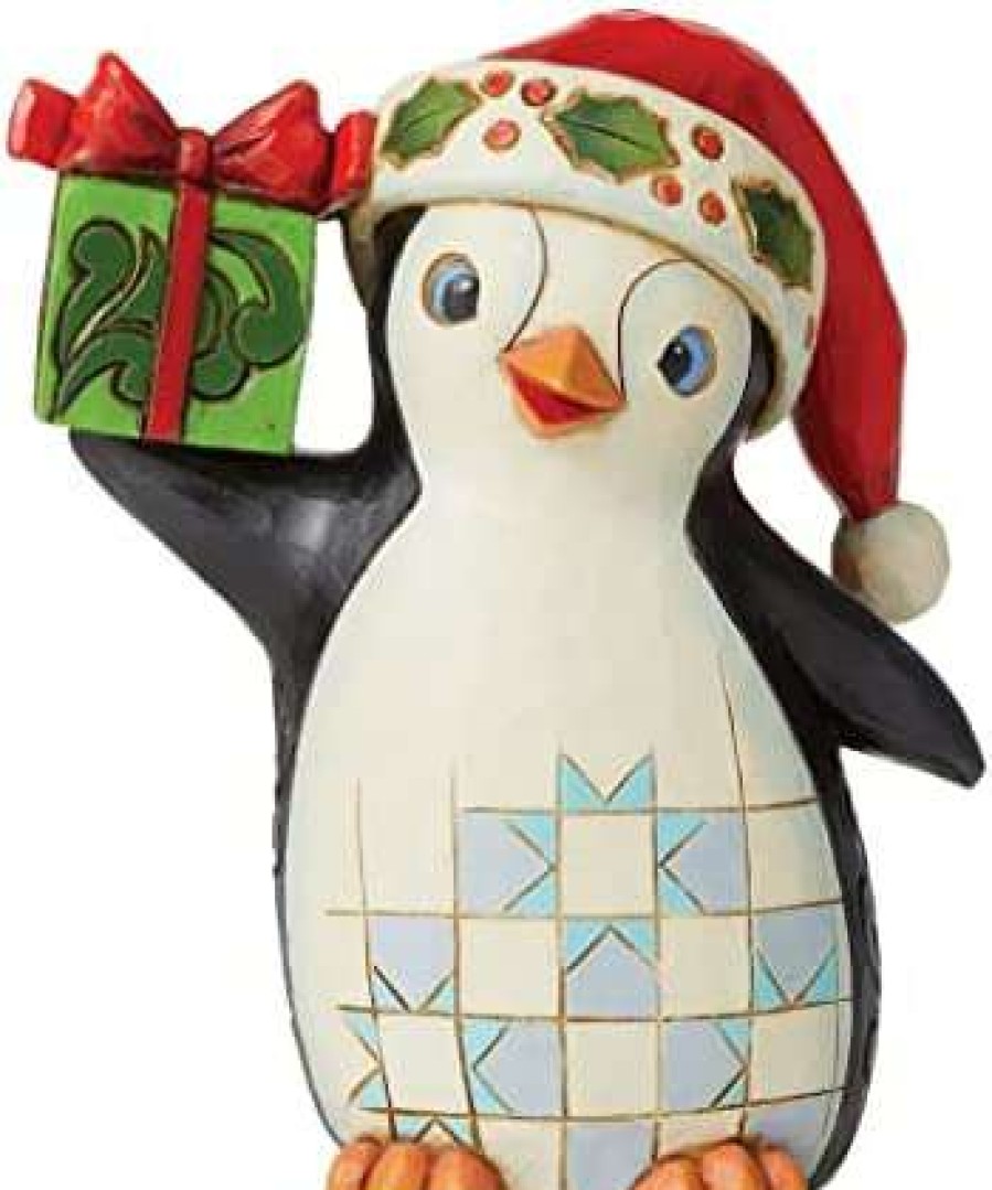 Collectible Figurines * | Fascinating Model Enesco Jim Shore Heartwood Creek Christmas Penguin Waddle It Be Pint-Sized Figurine, 5 Inch, Multicolor