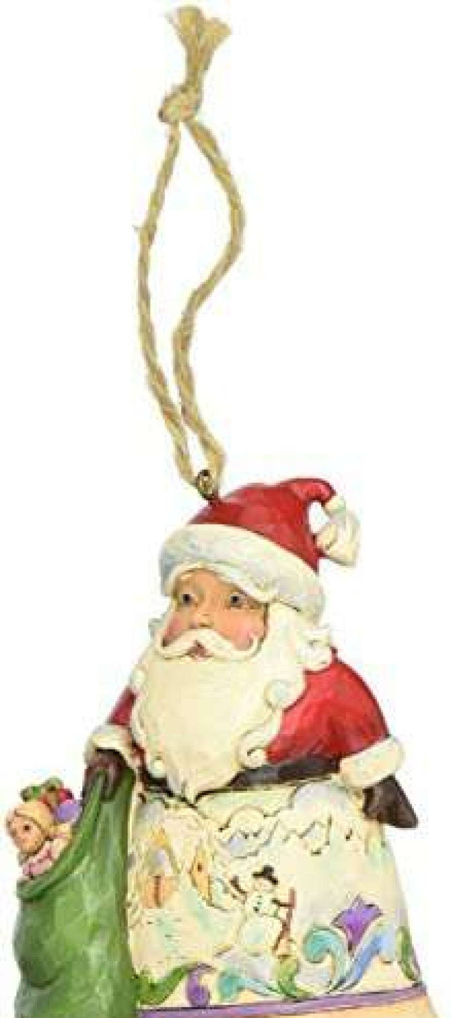 Collectible Figurines * | New Models Jim Shore Heartwood Creek Santa With Winter Scene Mini Stone Resin Hanging Ornament, 3.5"