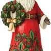 Collectible Figurines * | Online Enesco Jim Shore Heartwood Creek Santa Holding Holly Wreath Figurine, 12 Inch, Multicolor