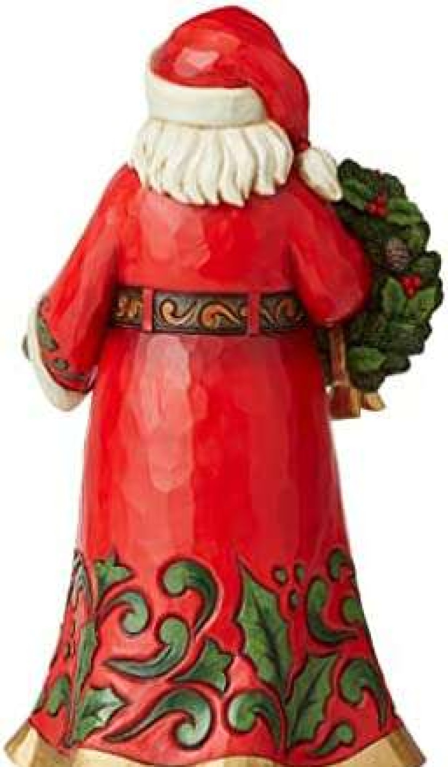 Collectible Figurines * | Online Enesco Jim Shore Heartwood Creek Santa Holding Holly Wreath Figurine, 12 Inch, Multicolor