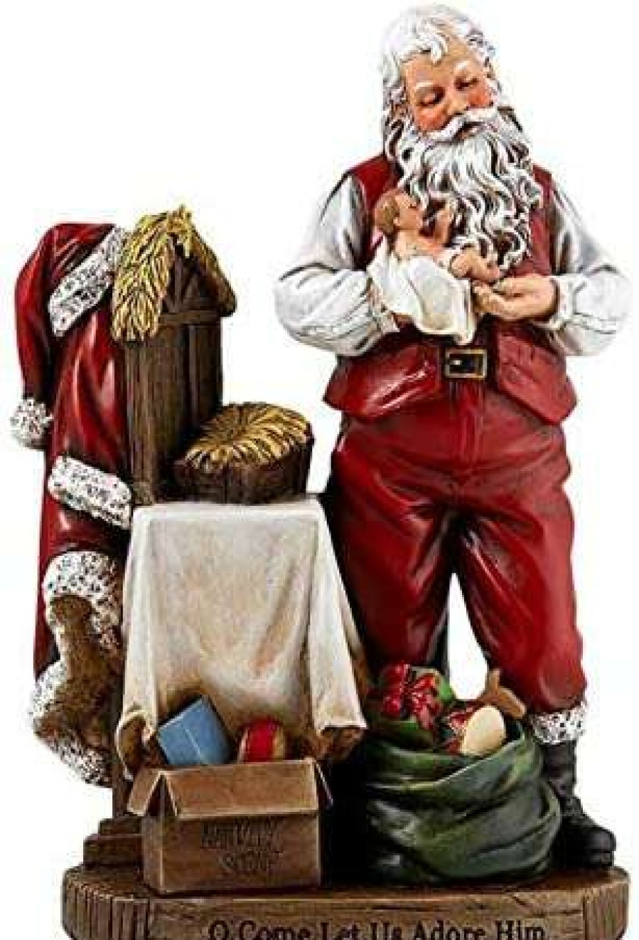 Collectible Figurines * | New Models Religious Gifts Adoring Santa Claus With Infant Jesus Christ Rein Christmas Statue, 8 Inch