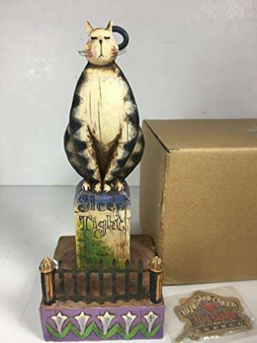 Collectible Figurines * | Fascinating Model Jim Shore Heartwood Creek Cat On Tomb Stone By Enesco 118101