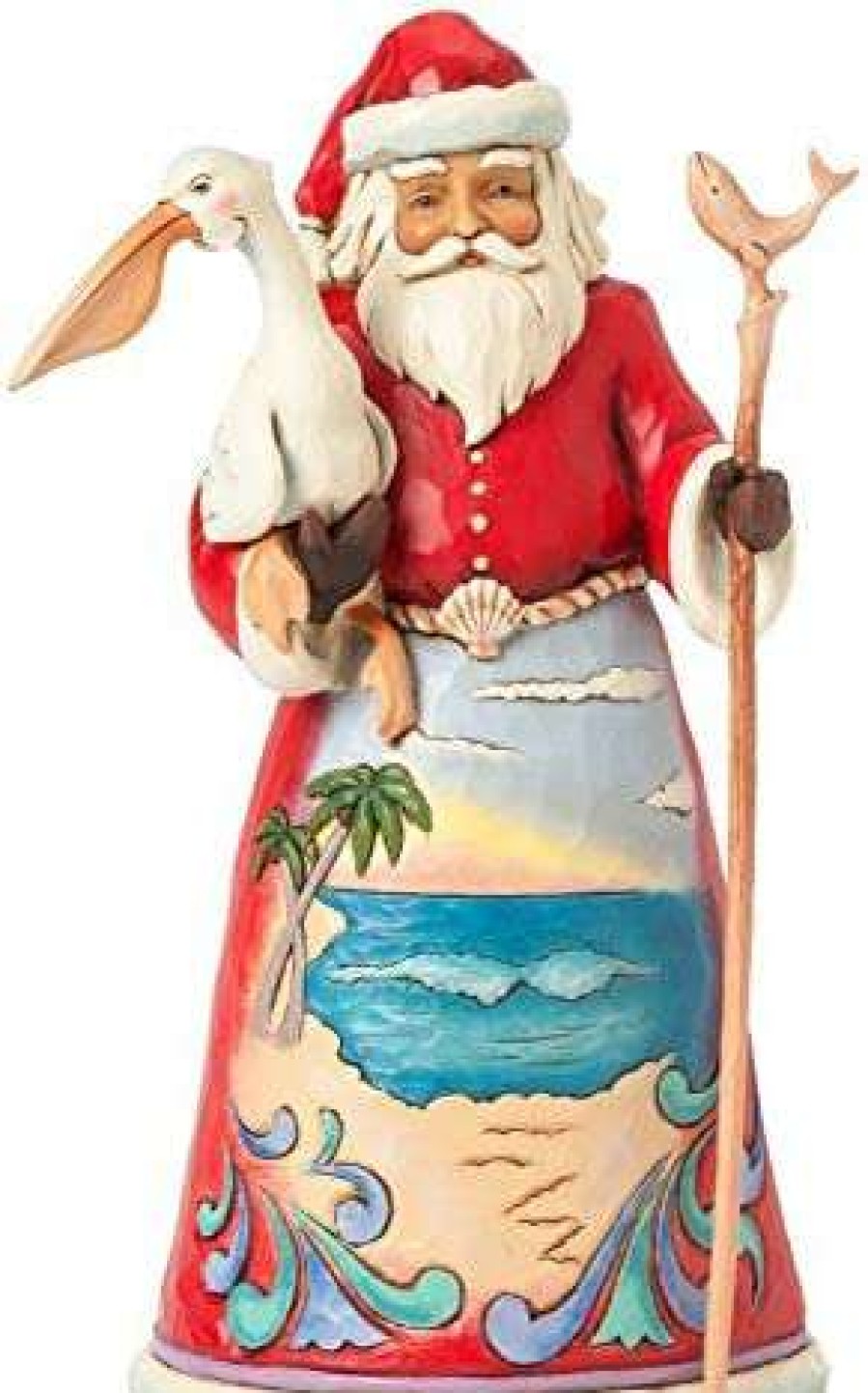 Collectible Figurines * | New Models Enesco Jim Shore Heartwood Creek Beach Santa With Pelican Figurine, 9.75-Inch