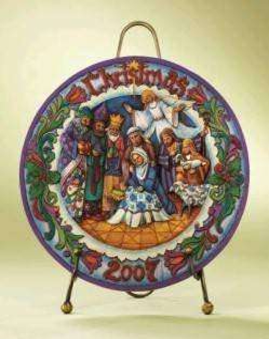 Collectible Figurines * | Top Sell Jim Shore Heartwood Creek 2007 Dated Plate With Stand By Enesco 4008193