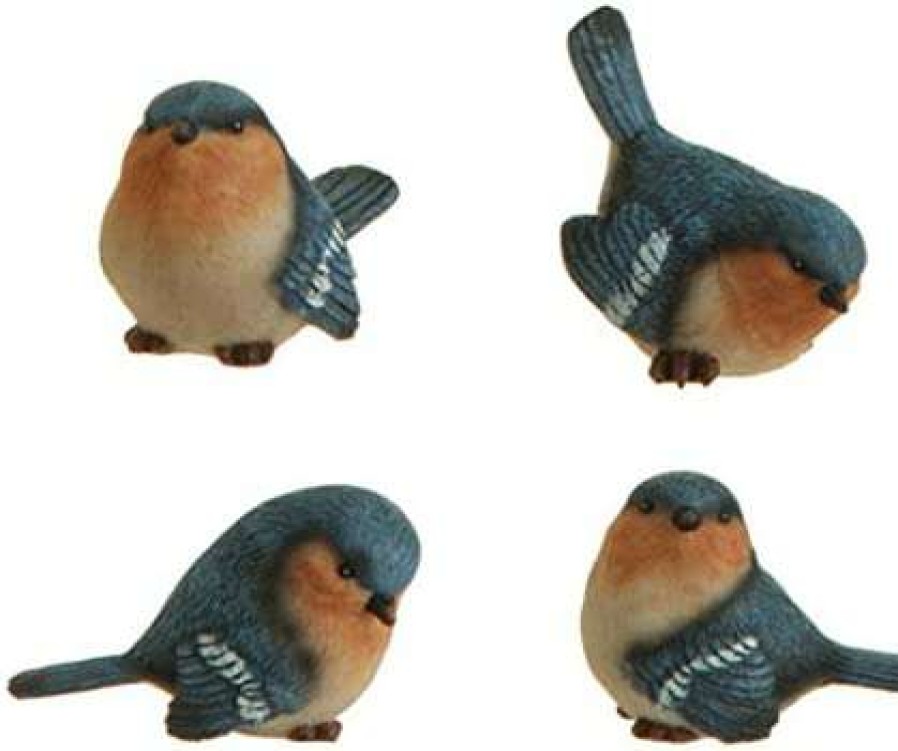 Collectible Figurines * | New Models Raz Imports Blue & Peach 2 Birds Set Of 4