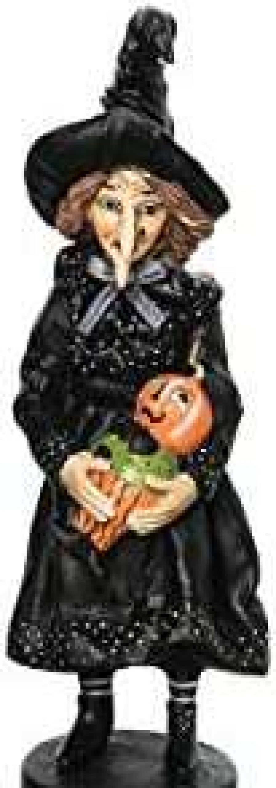 Collectible Figurines * | Discounts Online C&F Home Halloween Rosalea Witch Harvest Pumpkin Child Folk Art Collectible, Joe Spencer Gathered Traditions Home Decor Figures Figurines Black