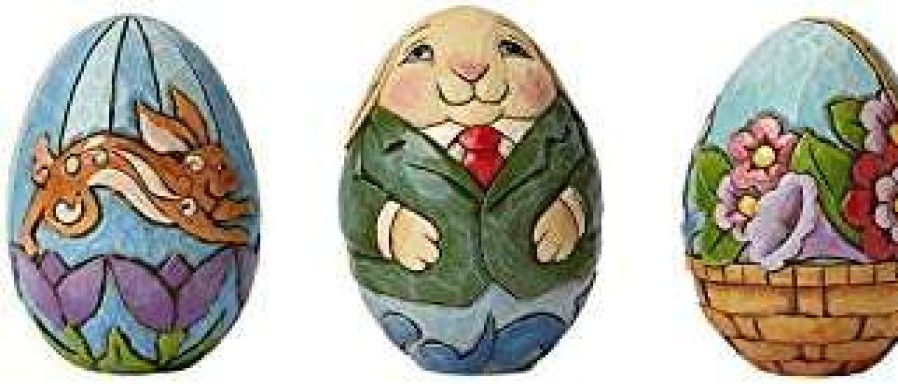 Collectible Figurines * | Outlet Jim Shore Heartwood Creek Mini Character Eggs Set Of 3 4048976