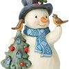 Collectible Figurines * | Discounts Online Enesco Jim Shore Heartwood Creek Snowman With Tree And Birds Pint-Size Figurine, 5 Inch, Multicolor