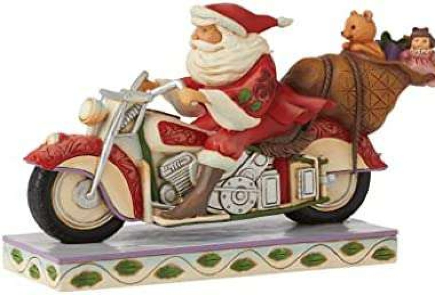 Collectible Figurines * | Competitive Price Enesco Jim Shore Heartwood Creek Santa Riding Motorcycle Figurine, 5.51 Inch, Multicolor