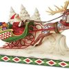 Collectible Figurines * | Premium Product Enesco Jim Shore Heartwood Creek Here Comes Santa Sleigh With Reindeer Figurine, 7-Inch Height, Multicolor