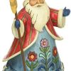 Collectible Figurines * | Store Jim Shore Heartwood Creek Js Hwc Fig Pint/Santa With Sta Figurine