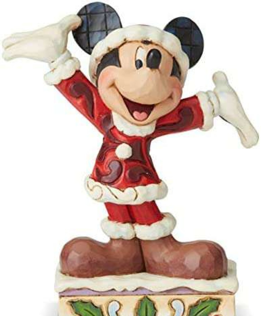 Collectible Figurines * | Competitive Price Enesco Disney Traditions By Jim Shore Mickey Mouse Christmas Personality Pose Figurine, 4.625 Inch, Multicolor