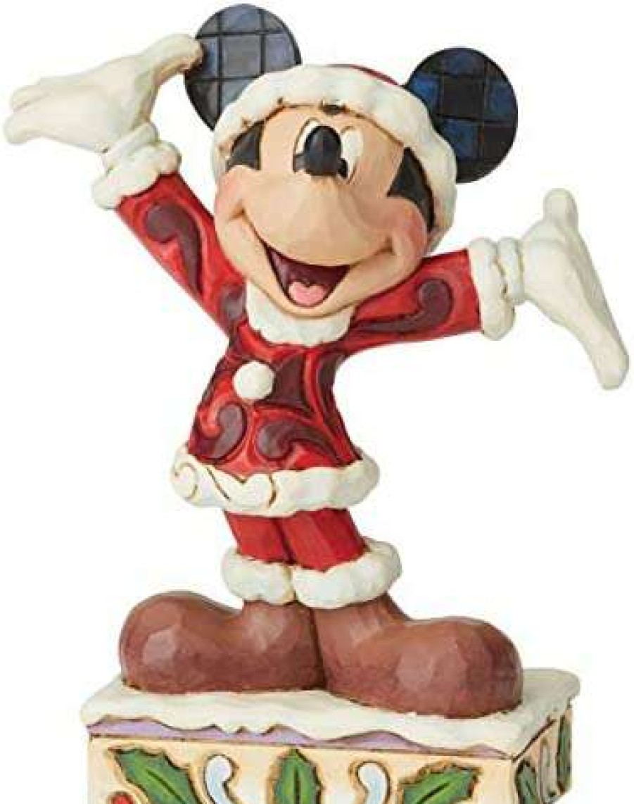 Collectible Figurines * | Competitive Price Enesco Disney Traditions By Jim Shore Mickey Mouse Christmas Personality Pose Figurine, 4.625 Inch, Multicolor