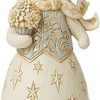 Collectible Figurines * | Top Sell Enesco Jim Shore Heartwood Creek Holiday Lustre Snowman With Flowers Figurine 6009398