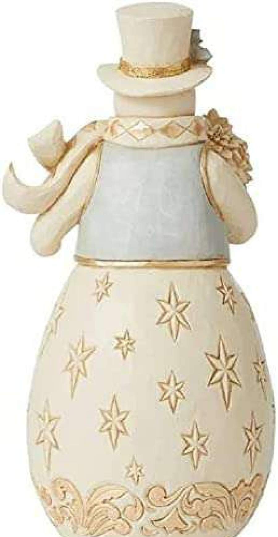 Collectible Figurines * | Top Sell Enesco Jim Shore Heartwood Creek Holiday Lustre Snowman With Flowers Figurine 6009398