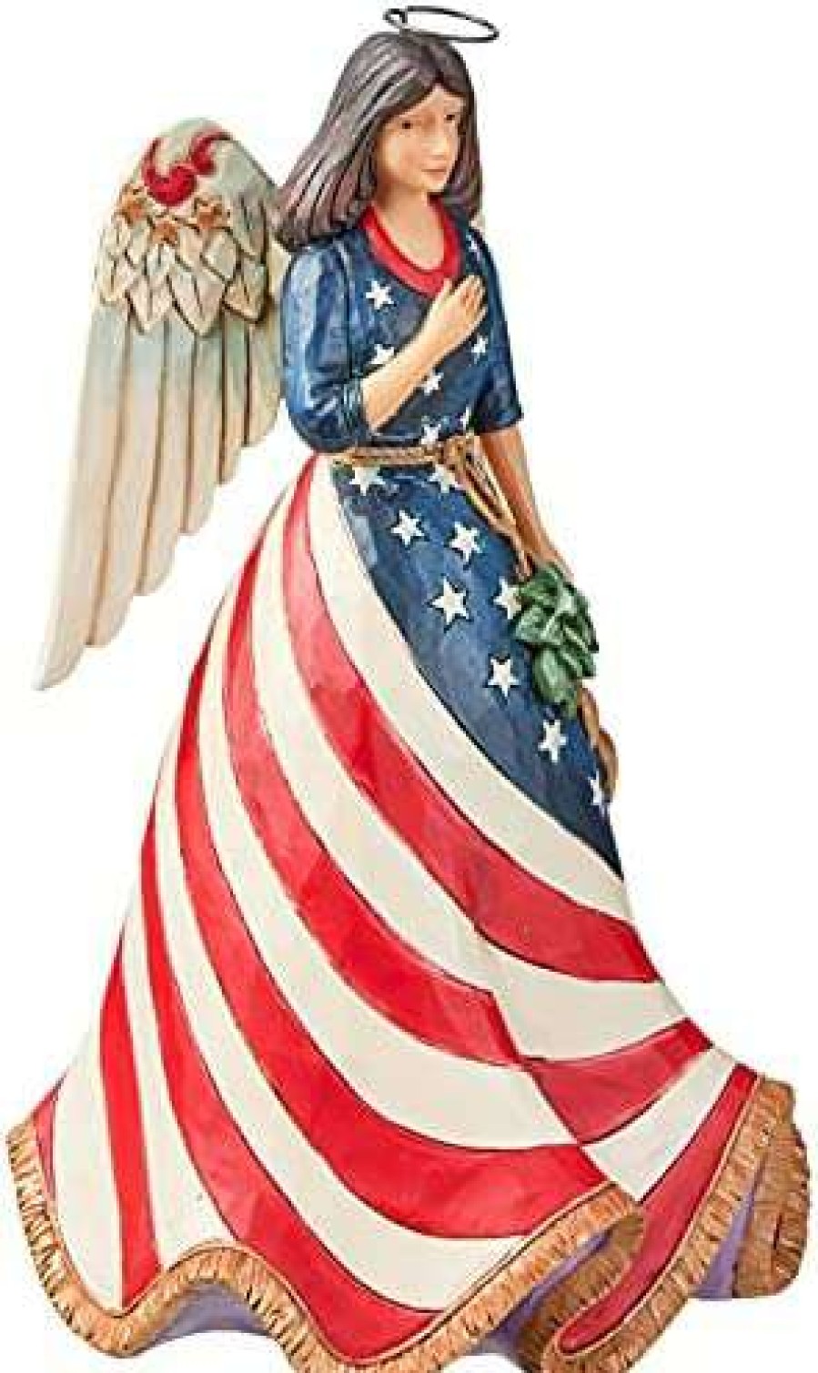 Collectible Figurines * | Discounts Online Enesco Jim Shore Heartwood Creek Patriotic Angel With Flag Dress Figurine, 9.8 , Multicolor