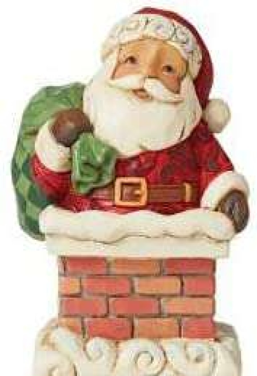 Collectible Figurines * | Reduction In Price Jim Shore Heartwood Creek Santa In Chimney Mini