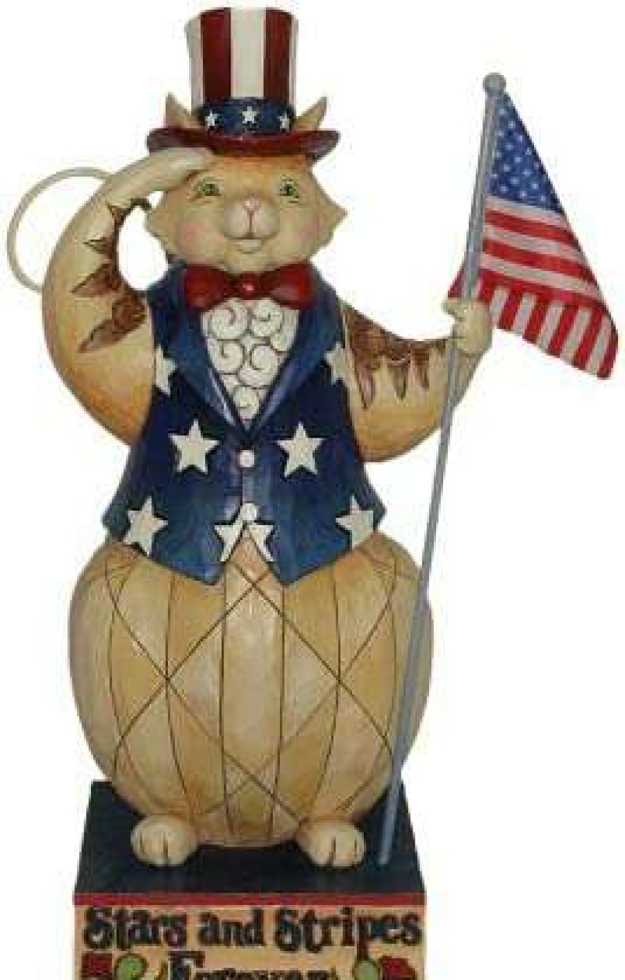 Collectible Figurines * | Hot Sell Enesco Jim Shore Heartwood Creek From Patriotic Cat Statue 20.25 In