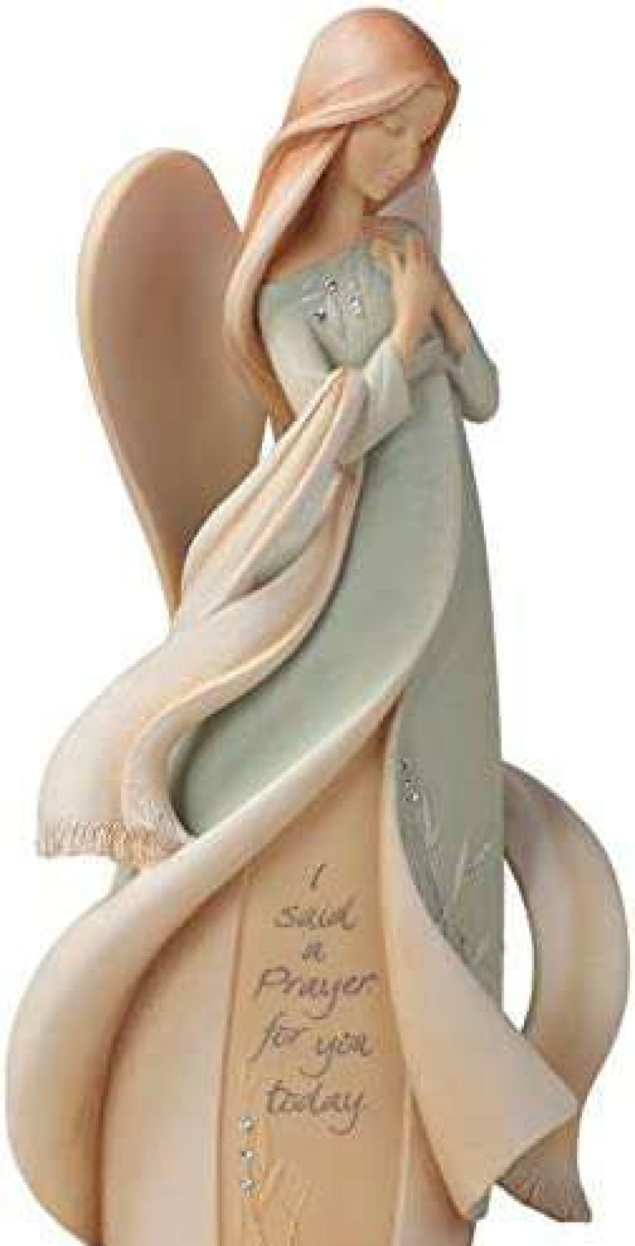 Collectible Figurines * | Top Sell Foundations Prayer Angel Stone Resin Figurine, 9"