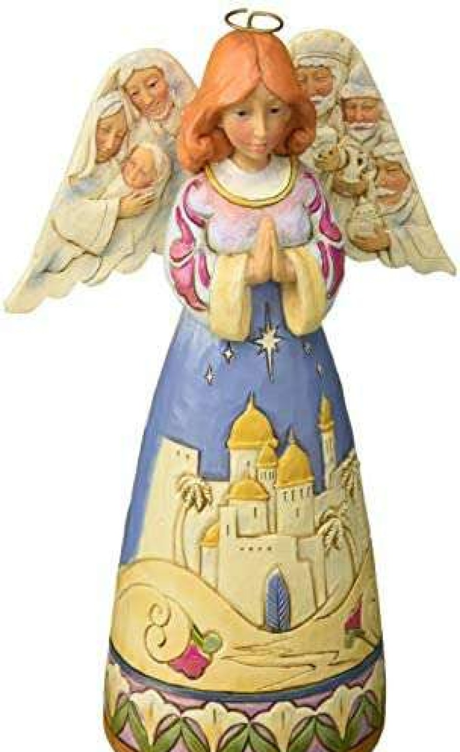 Collectible Figurines * | At The Best Price Enesco Jim Shore Heartwood Creek Angel W/Nativity Sculptedwings W, Multicolor