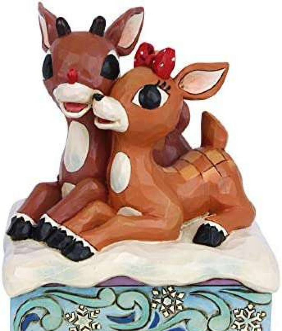 Collectible Figurines * | Store Enesco Jim Shore Rudolph And Clarice Laying Down Christmas Figurine 6006790