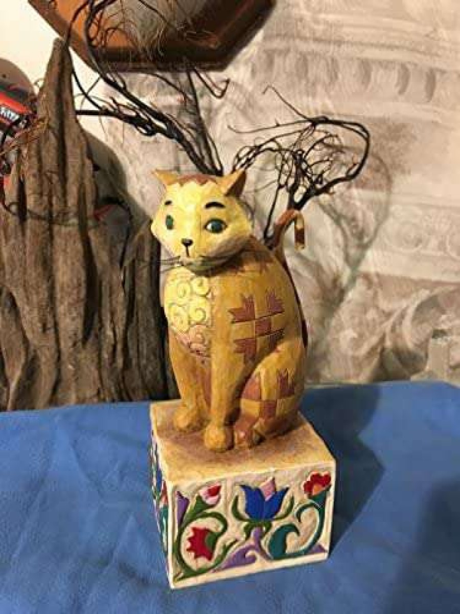 Collectible Figurines * | Excellent Jim Shore Heartwood Creek Cat Tan & Yellow Jasper Jim Shore By Enesco 114424