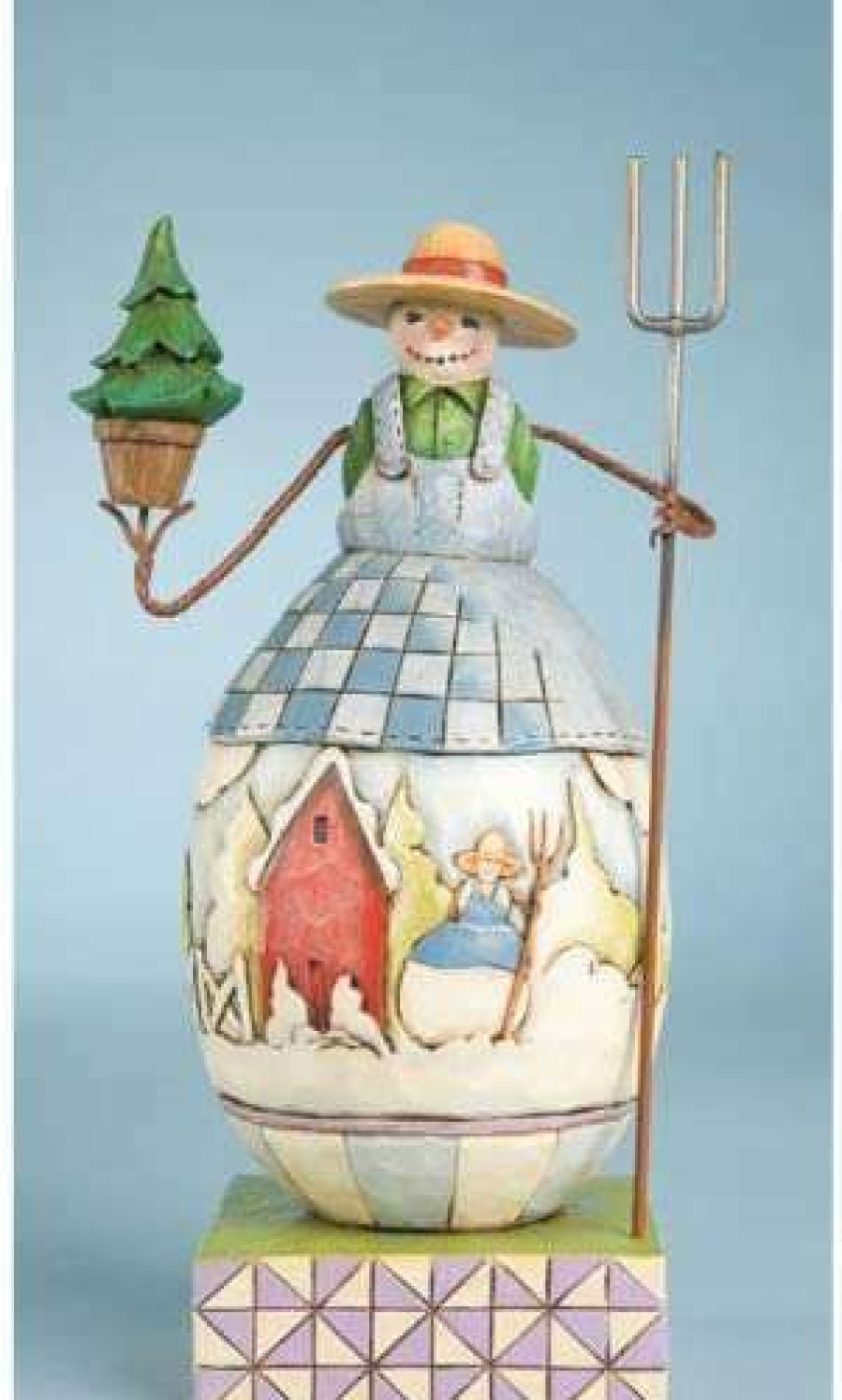 Collectible Figurines * | Competitive Price Enesco Jim Shore Heartwood Creek Small Snowman With Tree 4010359