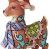 Collectible Figurines * | Clearance Enesco Jim Shore Heartwood Creek Reindeer With Scarf And Santa Hat Miniature Figurine, Multicolor