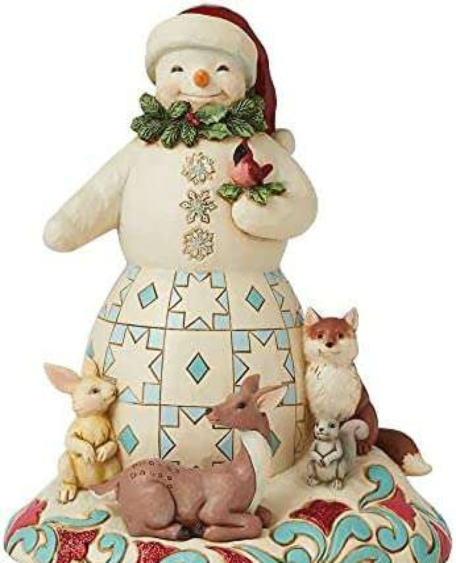 Collectible Figurines * | Hot Sell Enesco Jim Shore Heartwood Creek Wonderland Snowman With Animal Figurine 6009483