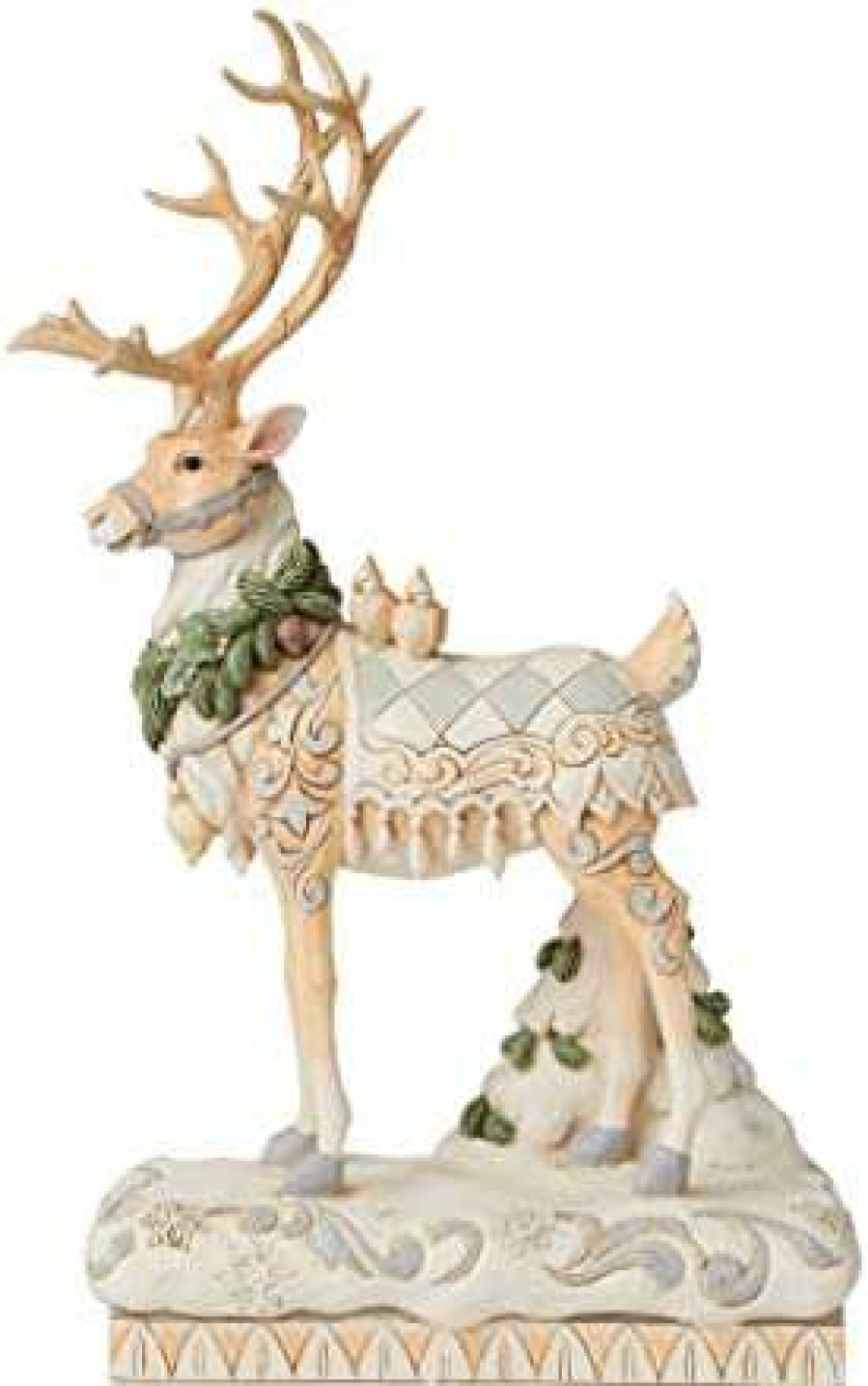 Collectible Figurines * | Fashionable Enesco Jim Shore Heartwood Creek White Woodland Reindeer Centerpiece Figurine, 14.5 Inch, Multicolor