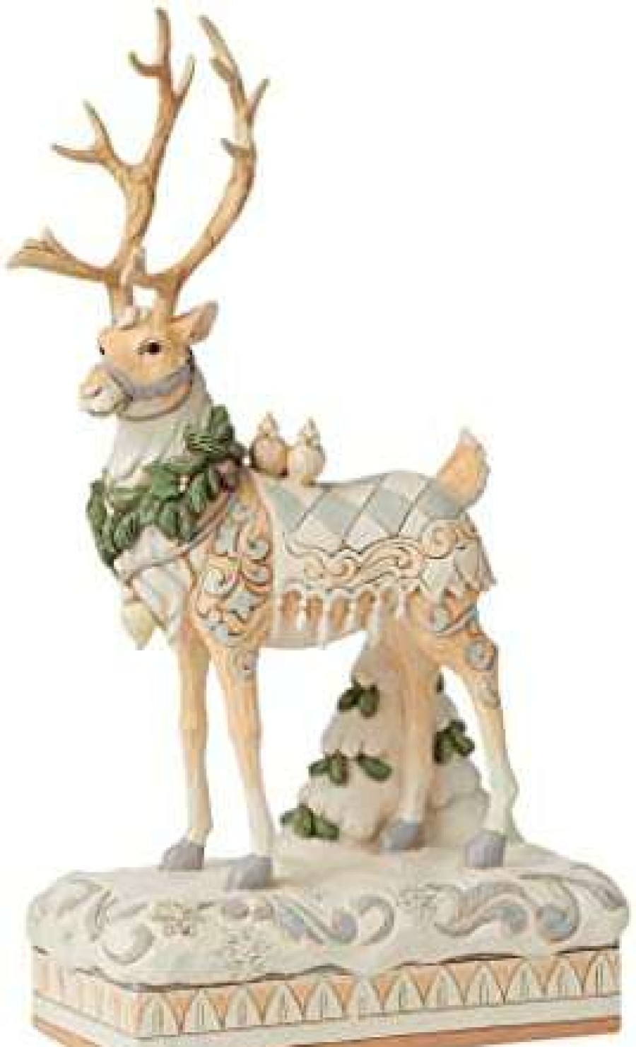 Collectible Figurines * | Fashionable Enesco Jim Shore Heartwood Creek White Woodland Reindeer Centerpiece Figurine, 14.5 Inch, Multicolor