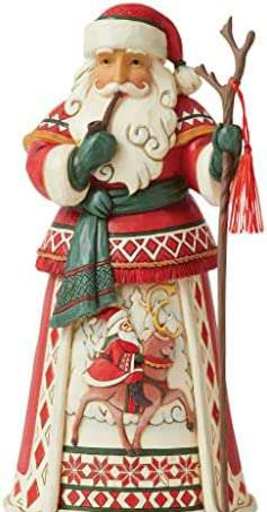 Collectible Figurines * | Top Sell Enesco Jim Shore Heartwood Creek Lapland Santa Riding Reindeer Scene Figurine, 10.3 Inch, Multicolor