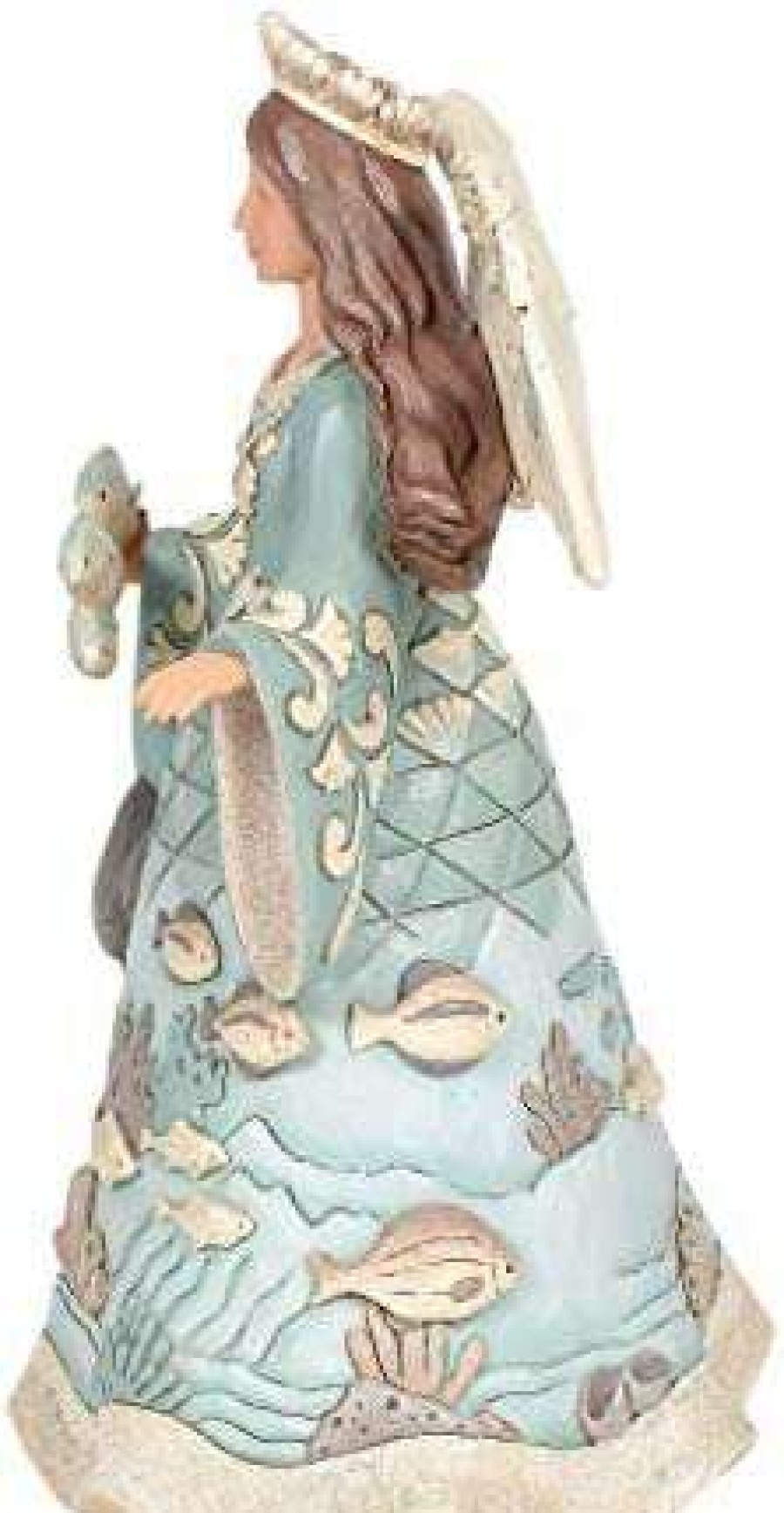 Collectible Figurines * | Reduction In Price Enesco Jim Shore Heartwood Creek Coastal Angel Holding Fish Figurine, 9.5 Inch, Multicolor