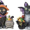 Collectible Figurines * | Reduction In Price C&F Home Halloween Resin Cat Spooky Halloween Figures Figurines, A/2 Black