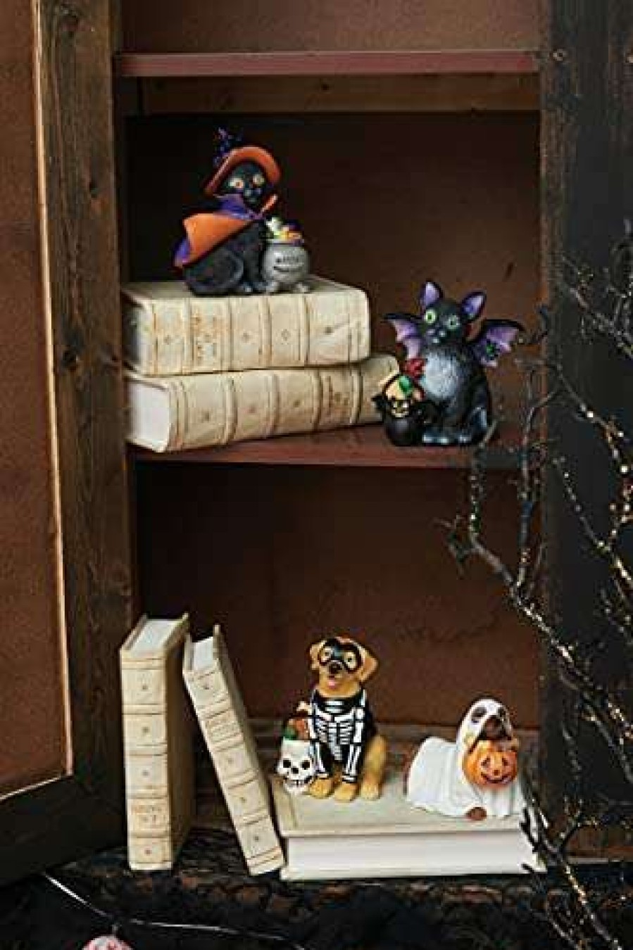 Collectible Figurines * | Reduction In Price C&F Home Halloween Resin Cat Spooky Halloween Figures Figurines, A/2 Black