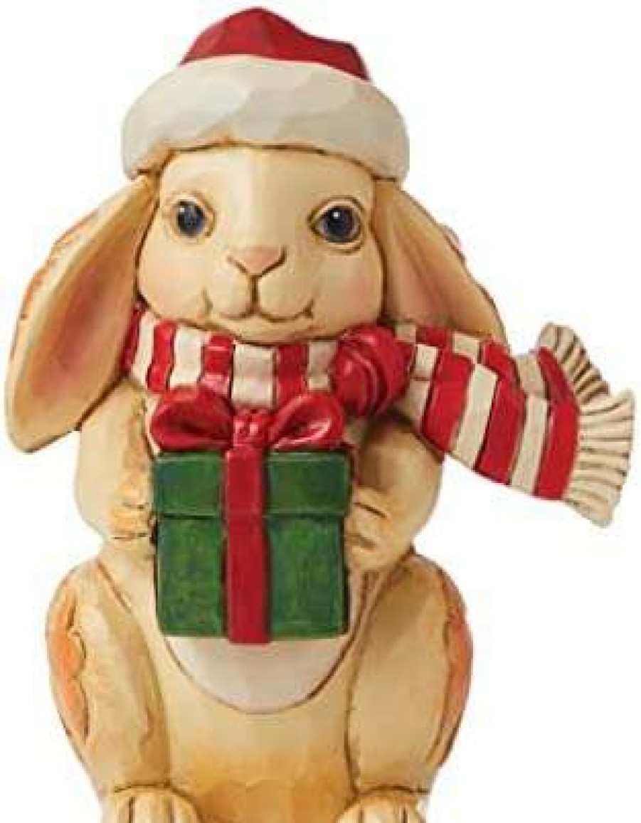 Collectible Figurines * | New Models Enesco Jim Shore Heartwood Creek Christmas Bunny Miniature Figurine, 3.75 Inch, Multicolor