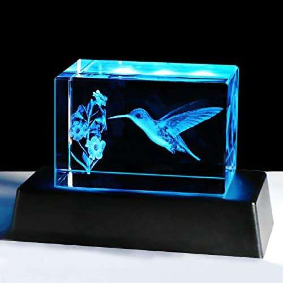 Collectible Figurines * | Store Ywhl 3D Crystal Hummingbird Gifts For Women Man, Laser Engraved Hummingbird Figurines With Light Base For Hummingbird Lovers Nature Lovers, Gifts For Birthday Christmas