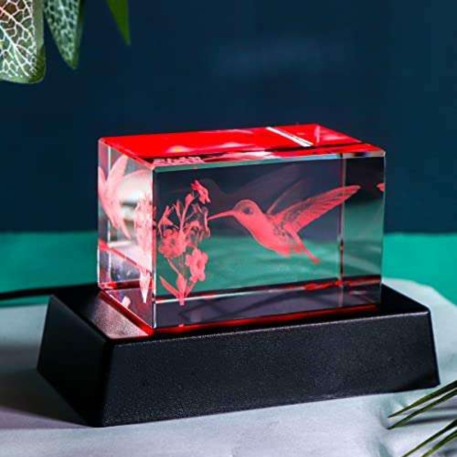 Collectible Figurines * | Store Ywhl 3D Crystal Hummingbird Gifts For Women Man, Laser Engraved Hummingbird Figurines With Light Base For Hummingbird Lovers Nature Lovers, Gifts For Birthday Christmas