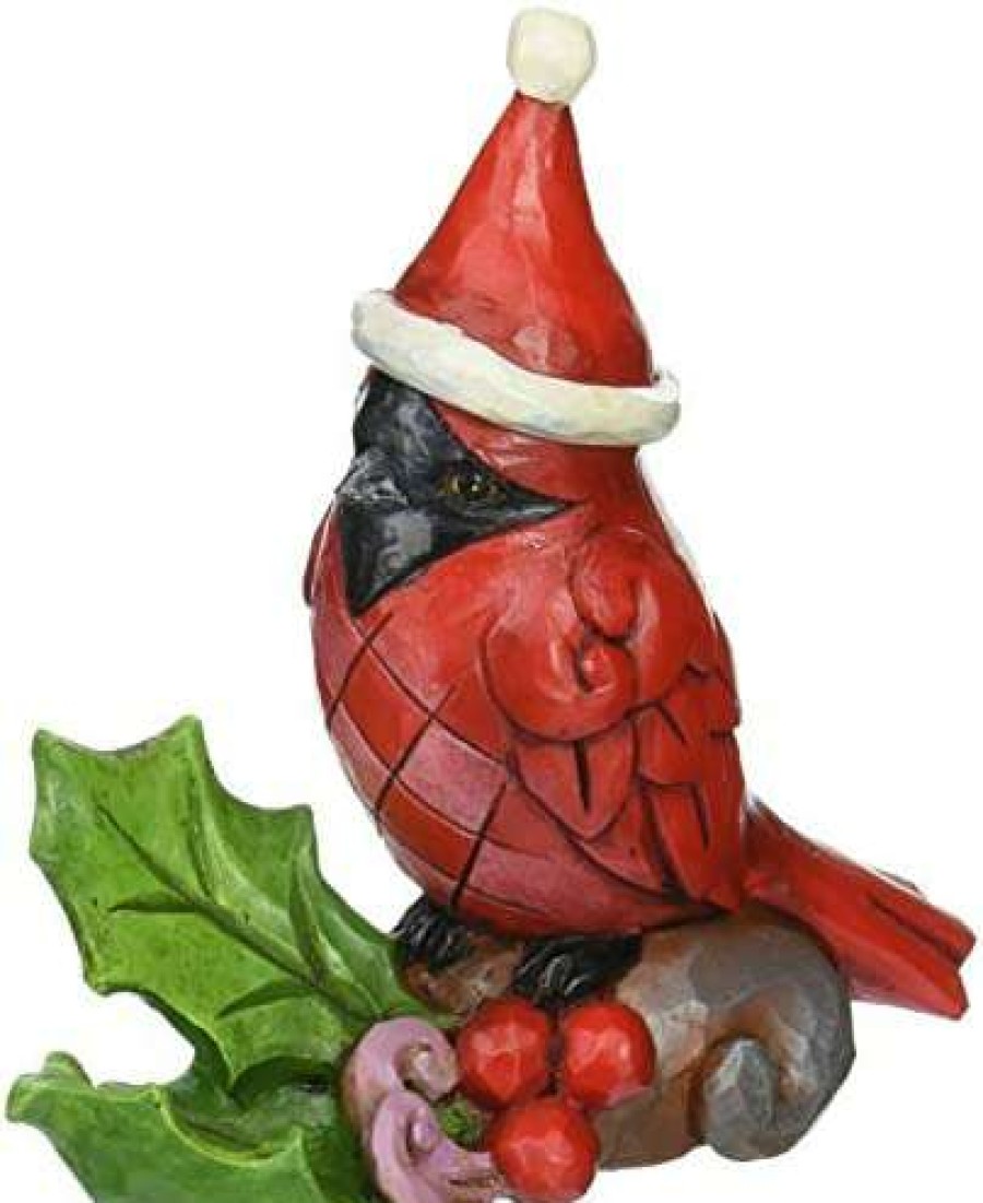 Collectible Figurines * | Store Jim Shore Heartwood Creek Js Hwc Fig Cardinal Holly Mini Figurine